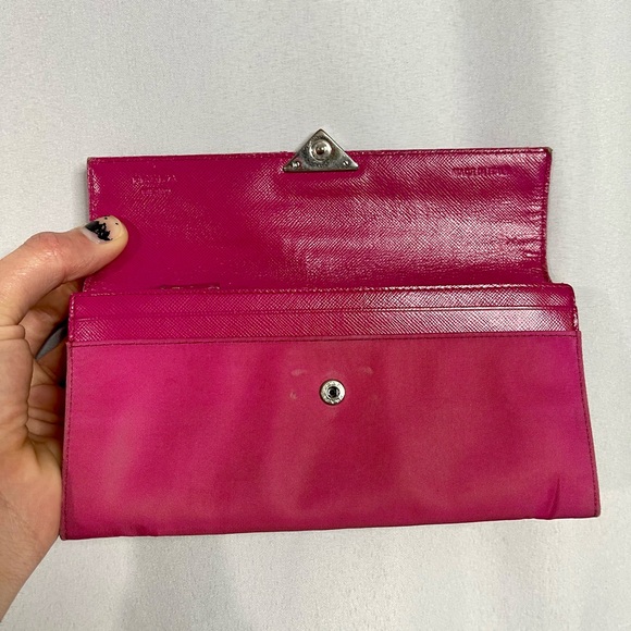 PRADA | womens hot pink nylon foldable wallet cardholder - Picture 5 of 10